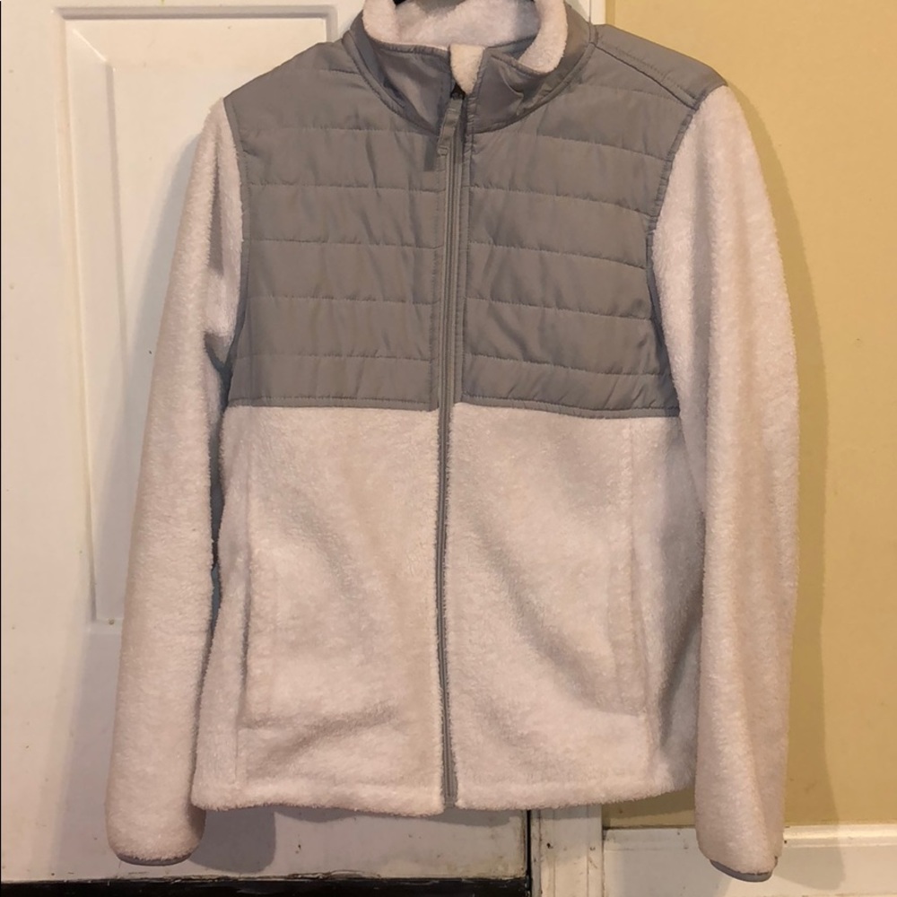 White and grey zip up jacket